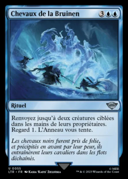 Chevaux de la Bruinen, carte Magic LTR 55 — extension Le Seigneur des Anneaux : chroniques de la Terre du Milieu