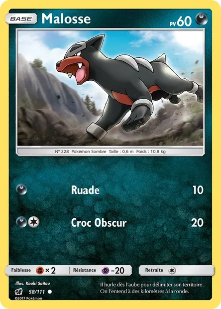 Malosse, carte Pokémon CIN 58 — extension Invasion Carmin
