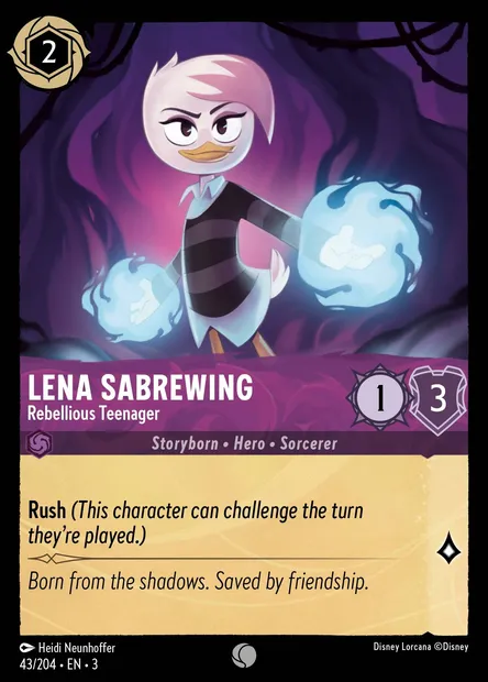 Lena Sabrewing - Rebellious Teenager, Disney Lorcana card CH3-043 — Into the Inklands set