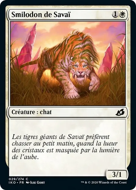 Smilodon de Savaï, carte Magic IKO 29 — extension Ikoria: Lair of Behemoths