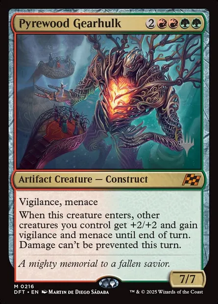 Pyrewood Gearhulk, Magic card PDFT 216p — Aetherdrift Promos set