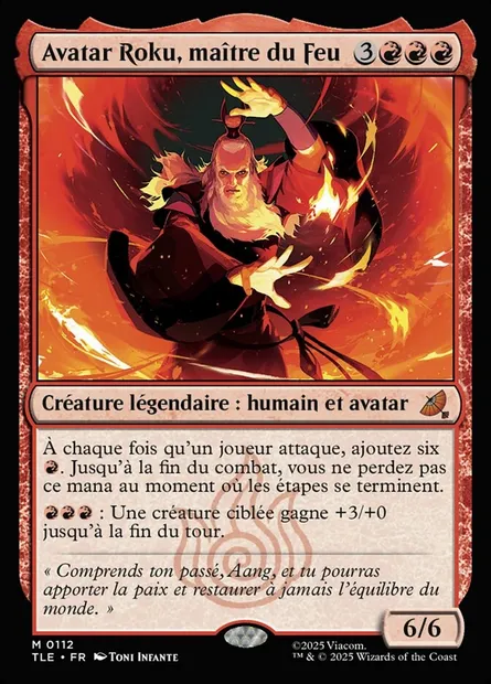 Avatar Roku, maître du Feu, carte Magic TLE 112 — extension Avatar: The Last Airbender Eternal