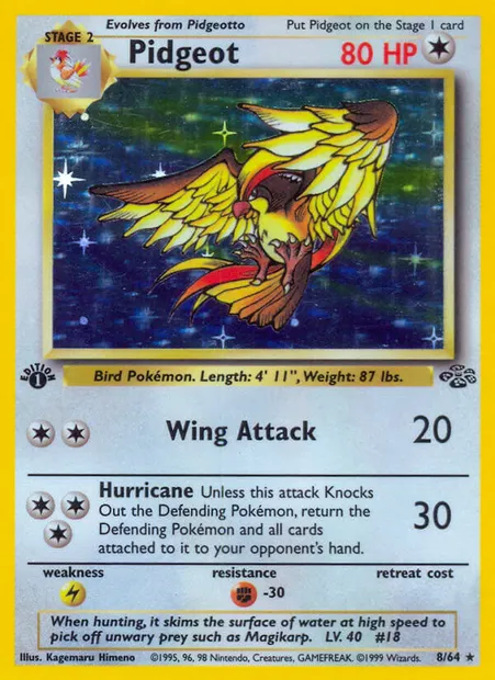 Pidgeot, Pokémon card JU 8 — Jungle set