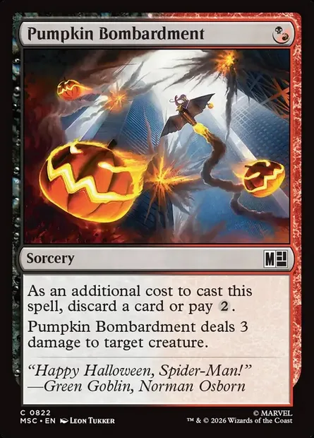 Pumpkin Bombardment, Magic card MSC 822 — Marvel Super Heroes Commander set
