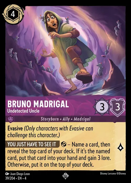 Bruno Madrigal - Undetected Uncle, Disney Lorcana card CH4-039 — Ursula's Return set