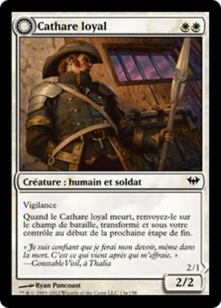 Cathare loyal // Cathare maudit, carte Magic DKA 13 — extension Obscure Ascension