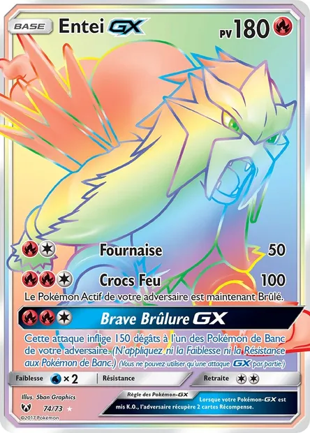Entei GX, carte Pokémon SLG 74 — extension Légendes Brillantes