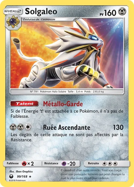 Solgaleo, carte Pokémon CES 99 — extension Tempête Céleste