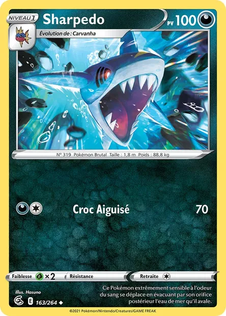 Sharpedo, carte Pokémon FST 163 — extension Poing de Fusion