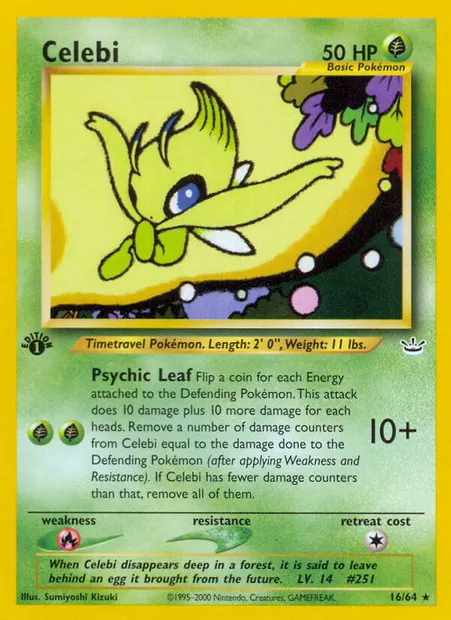 Celebi, Pokémon card NR 16 — Neo Revelation set