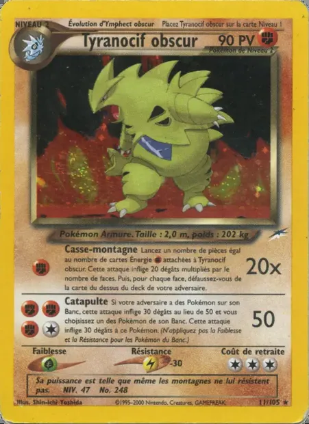 Tyranocif obscur, carte Pokémon NDE 11 — extension Neo Destiny
