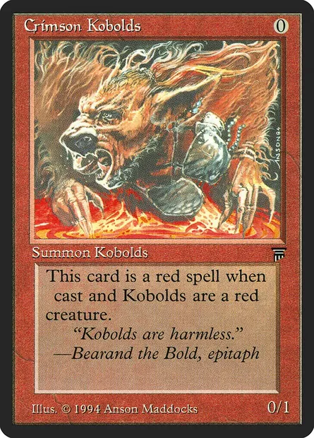 Crimson Kobolds, Magic card LEG 139 — Legends set