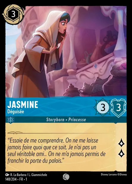 Jasmine - Déguisée, carte Disney Lorcana CH1-148 — extension Premier Chapitre