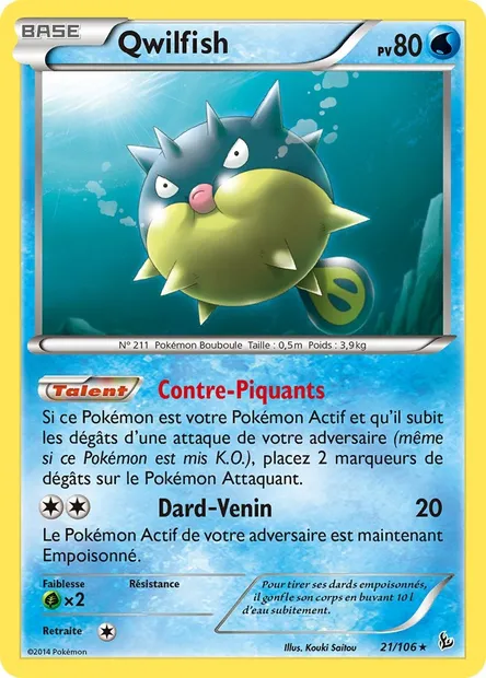 Qwilfish, carte Pokémon FLF 21 — extension Étincelles