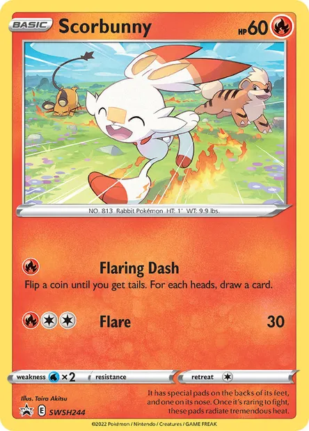 Scorbunny, Pokémon card SWSH 244 — SWSH Black Star Promos set