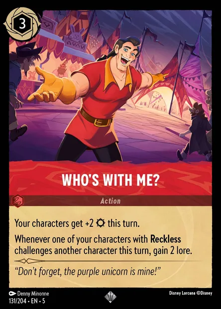 Who's With Me?, Disney Lorcana card CH5-131 — Shimmering Skies set
