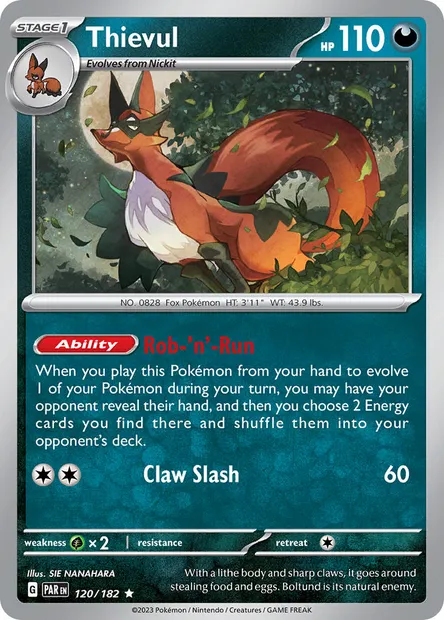 Thievul, Pokémon card PAR 120 — Paradox Rift set