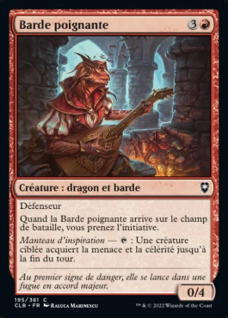 Barde poignante, carte Magic CLB 195 — extension Commander Légendes : la bataille de la Porte de Baldur