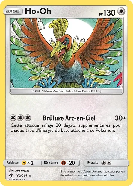 Ho-Oh, carte Pokémon LOT 160 — extension Tonnerre Perdu