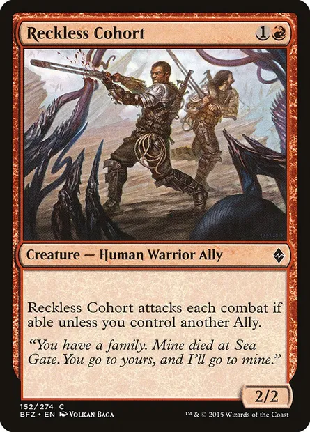 Reckless Cohort, Magic card BFZ 152 — Battle for Zendikar set