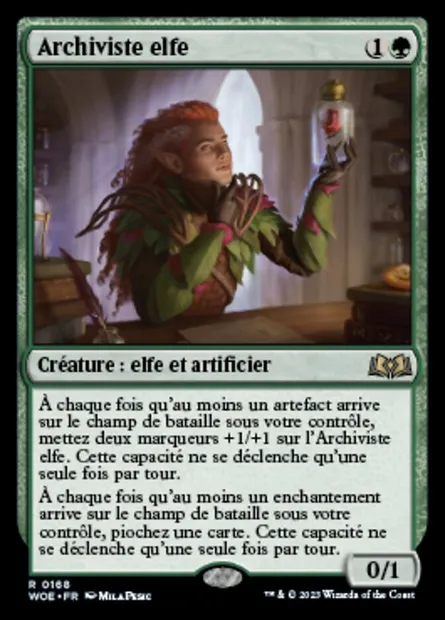 Archiviste elfe, carte Magic WOE 168 — extension Wilds of Eldraine