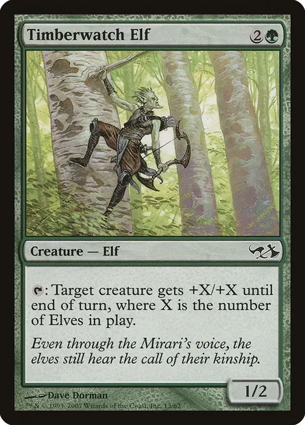 Timberwatch Elf, Magic card DD1 13 — Duel Decks: Elves vs. Goblins set