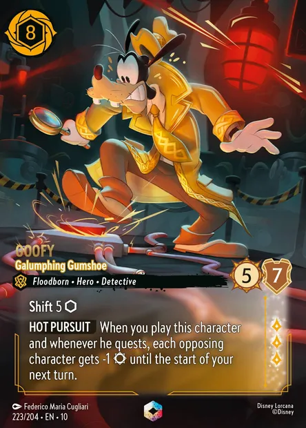 Goofy - Galumphing Gumshoe, Disney Lorcana card CH10-223 — Whispers in the Well set