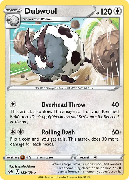 Dubwool, Pokémon card CRZ 122 — Crown Zenith set