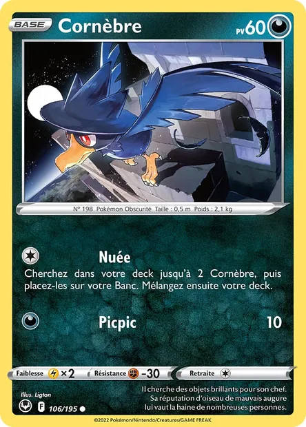 Cornèbre, carte Pokémon SIT 106 — extension Tempête Argentée
