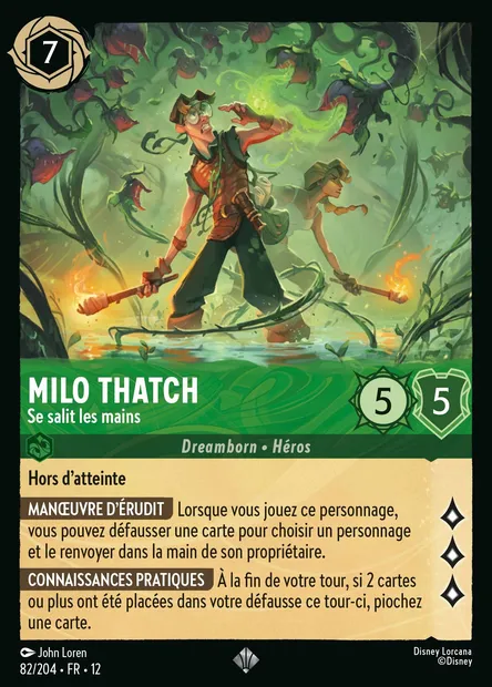 Milo Thatch - Se salit les mains, carte Disney Lorcana CH12-082 — extension Contrées Inconnues