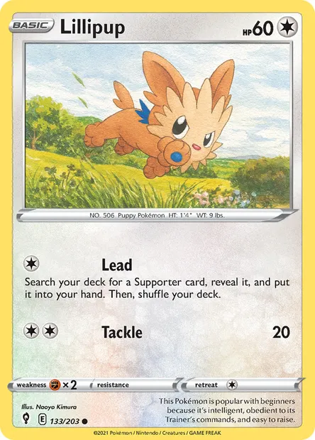 Lillipup, Pokémon card EVS 133 — Evolving Skies set