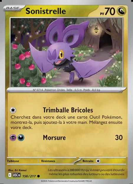 Sonistrelle, carte Pokémon ASC 156 — extension Héros Transcendants