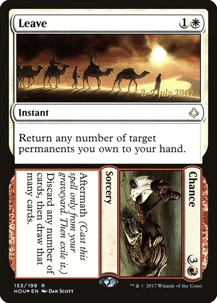 Leave // Chance, Magic card PHOU 153s — Hour of Devastation Promos set
