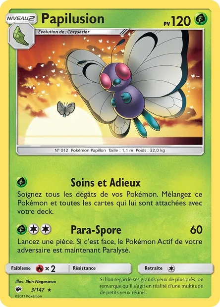 Papilusion, carte Pokémon BUS 3 — extension Ombres Ardentes