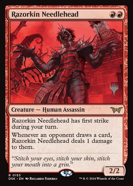 Razorkin Needlehead, Magic card PDSK 153p — Duskmourn: House of Horror Promos set