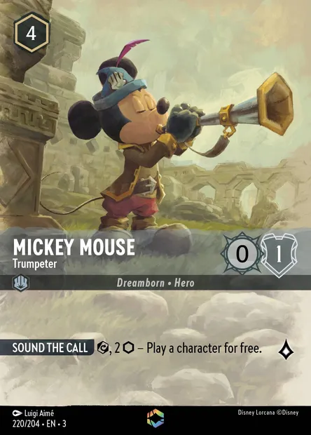 Mickey Mouse - Trumpeter, Disney Lorcana card CH3-220 — Into the Inklands set