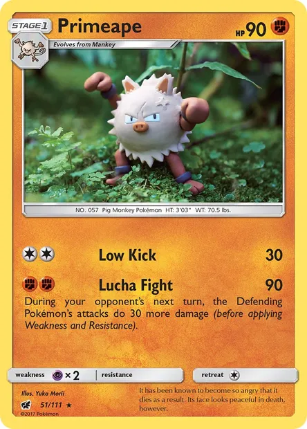Primeape, Pokémon card CIN 51 — Crimson Invasion set