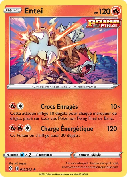 Entei, carte Pokémon EVS 19 — extension Évolution Céleste