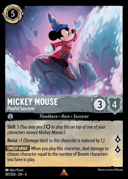 Mickey Mouse - Playful Sorcerer, Disney Lorcana card CH4-187 — Ursula's Return set