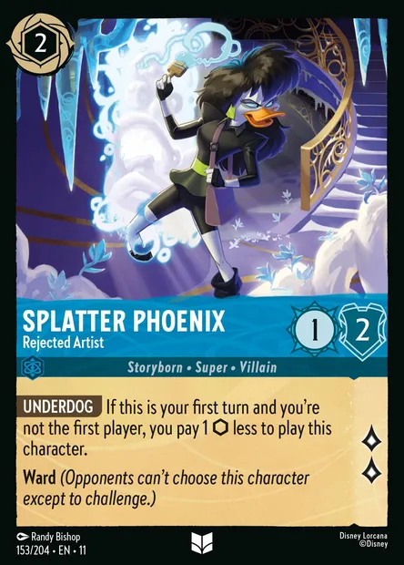 Splatter Phoenix - Rejected Artist, Disney Lorcana card CH11-153 — Winterspell set