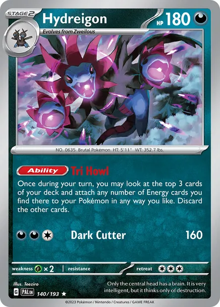 Hydreigon, Pokémon card PAL 140 — Paldea Evolved set