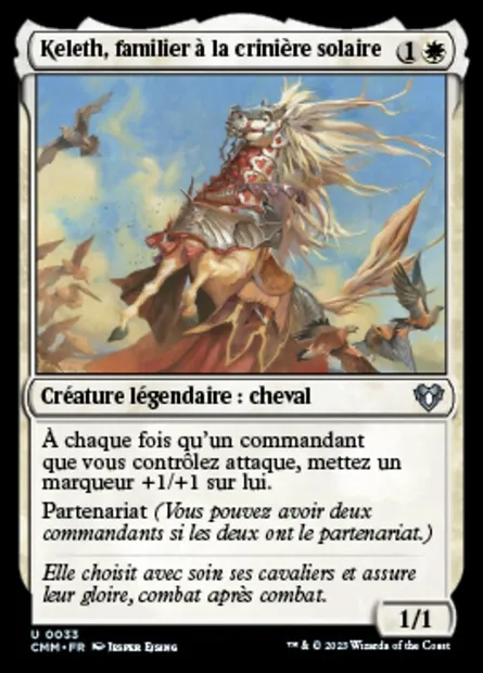 Keleth, familier à la crinière solaire, carte Magic CMM 33 — extension Commander Masters