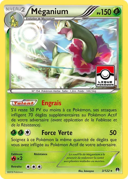 Méganium, carte Pokémon BKP 3 — extension Rupture Turbo