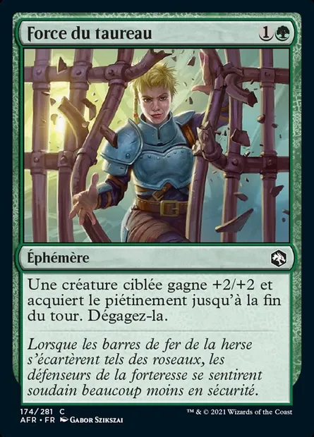 Force du taureau, carte Magic AFR 174 — extension Forgotten Realms: Aventures dans les Royaumes Oubliés
