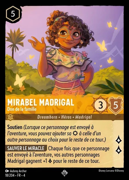 Mirabel Madrigal - Don de la famille, carte Disney Lorcana CH4-018 — extension Le Retour d'Ursula