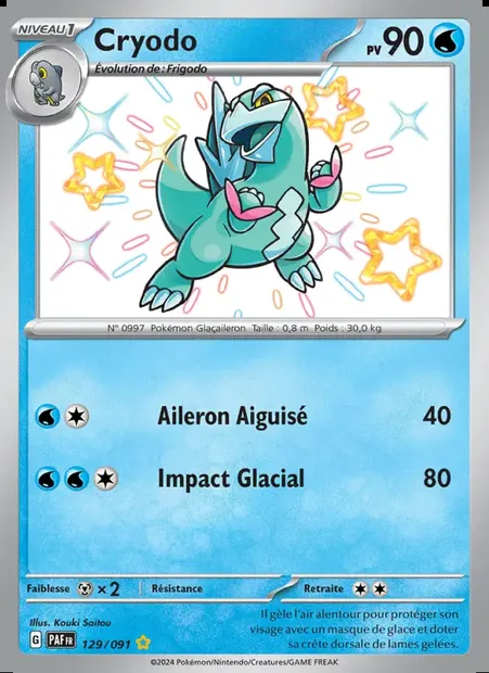 Cryodo, carte Pokémon PAF 129 — extension Destinées de Paldea
