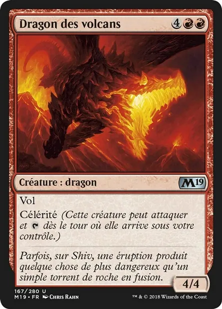 Dragon des volcans, carte Magic M19 167 — extension Core Set 2019