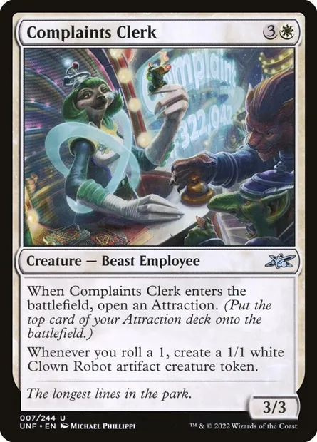 Complaints Clerk, Magic card UNF 7 — Unfinity set