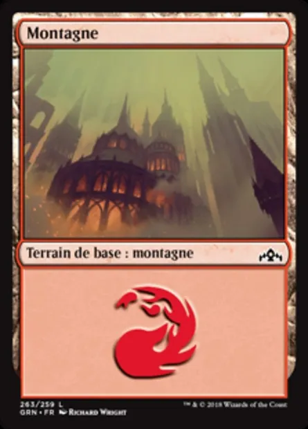 Montagne, carte Magic GRN 263 — extension Les Guildes de Ravnica