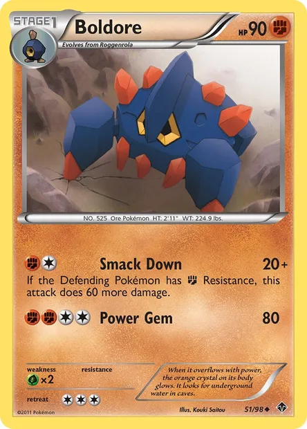 Boldore, Pokémon card EPO 51 — Emerging Powers set